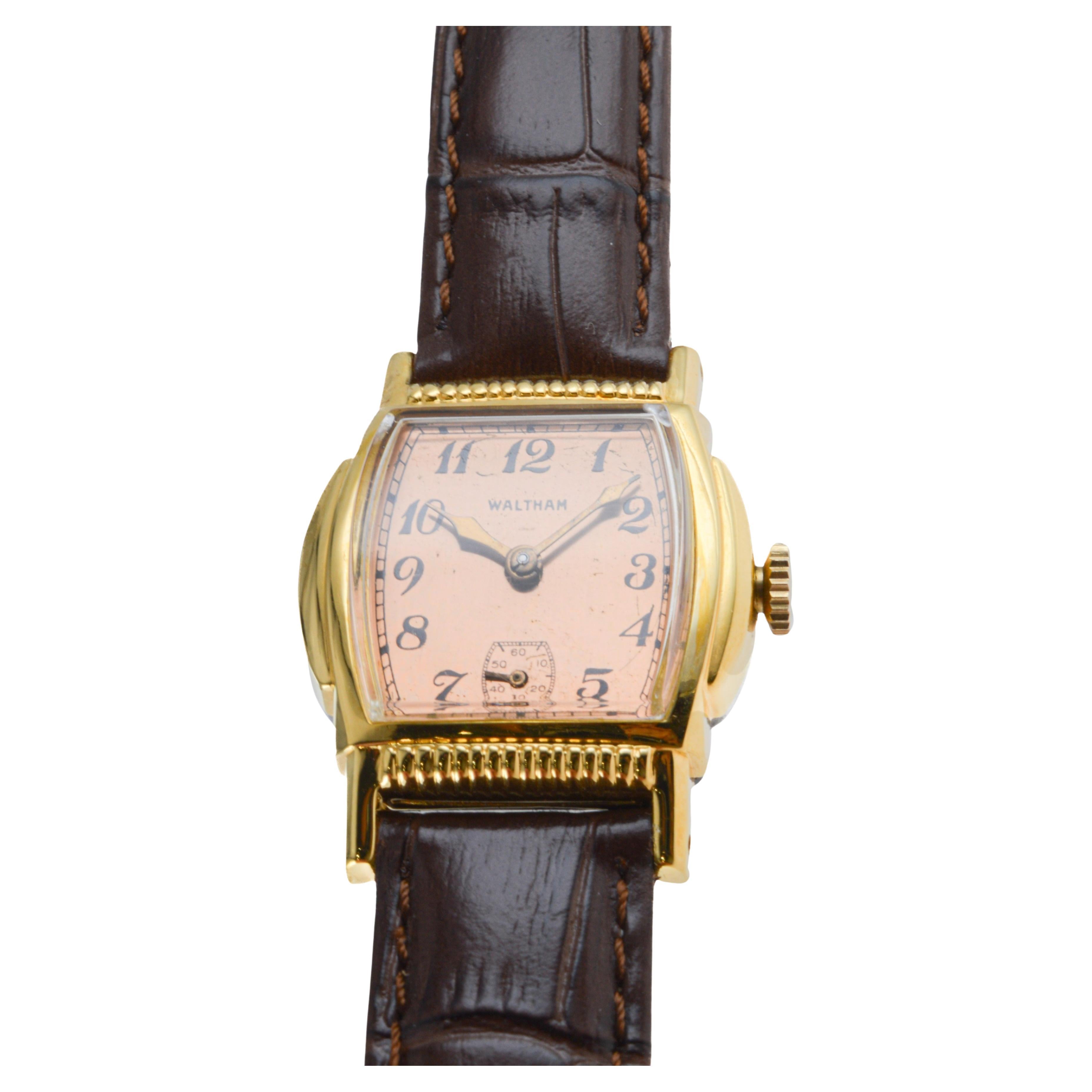 Waltham Gold Filled Art Deco Tortue Shaped Watch circa 1934 5