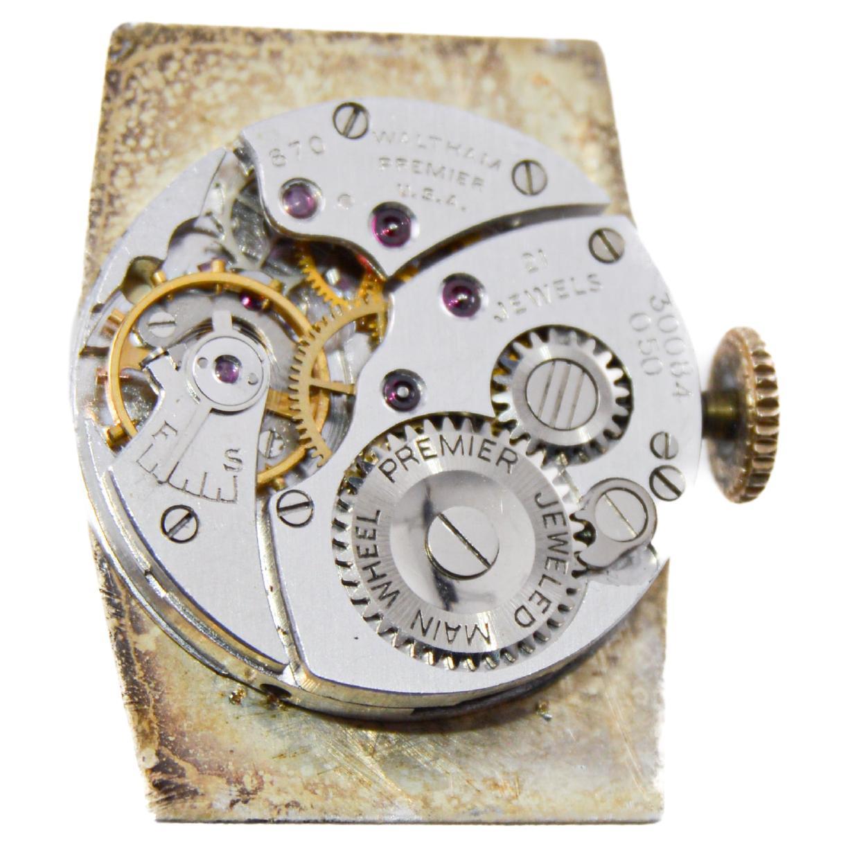Waltham Gold Filled Art Deco Tortue with Breguet Engine Turned Dial from 1939  For Sale 9