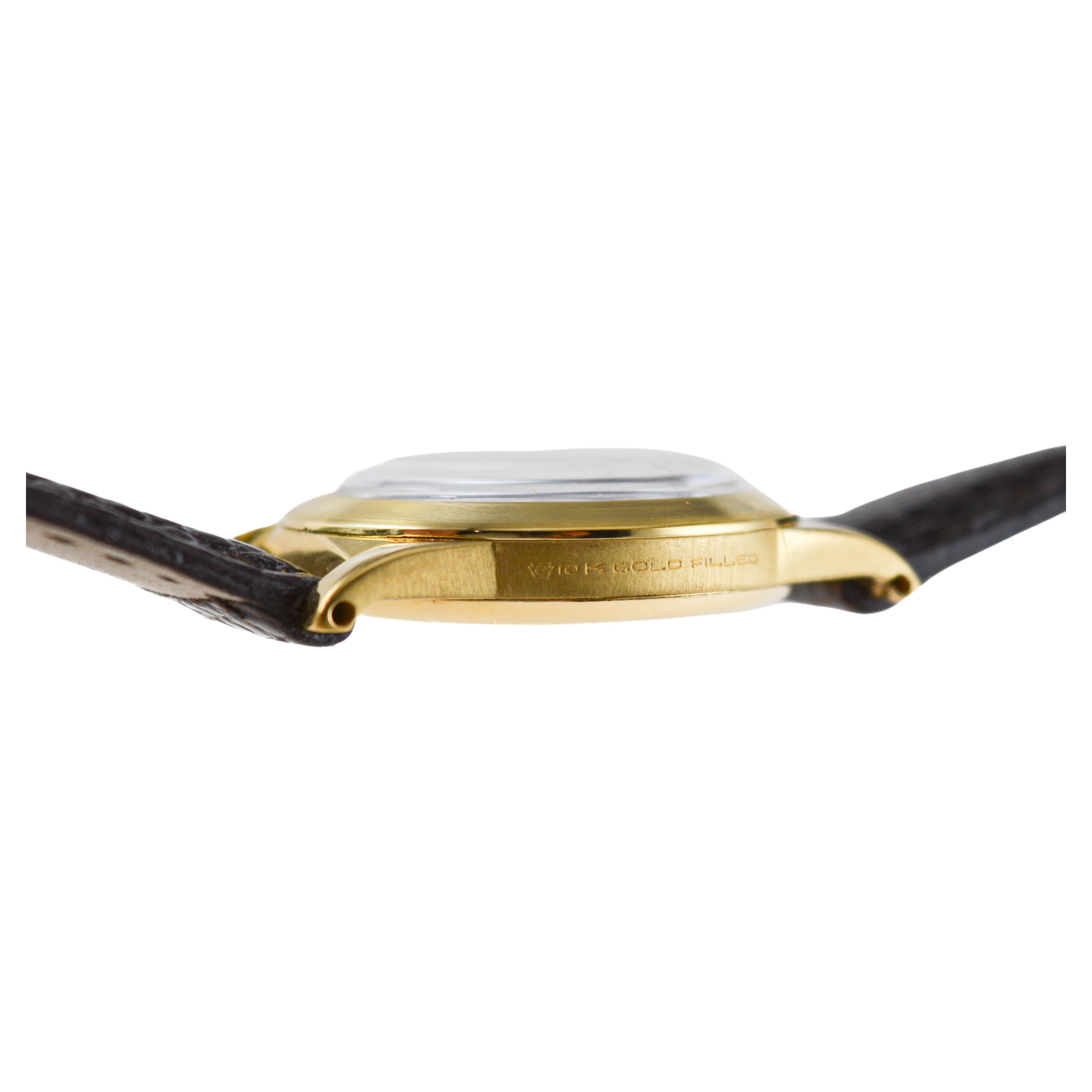 Waltham Gold Filled Art Deco Watch circa 1925 with Original Dial and Strap For Sale 10