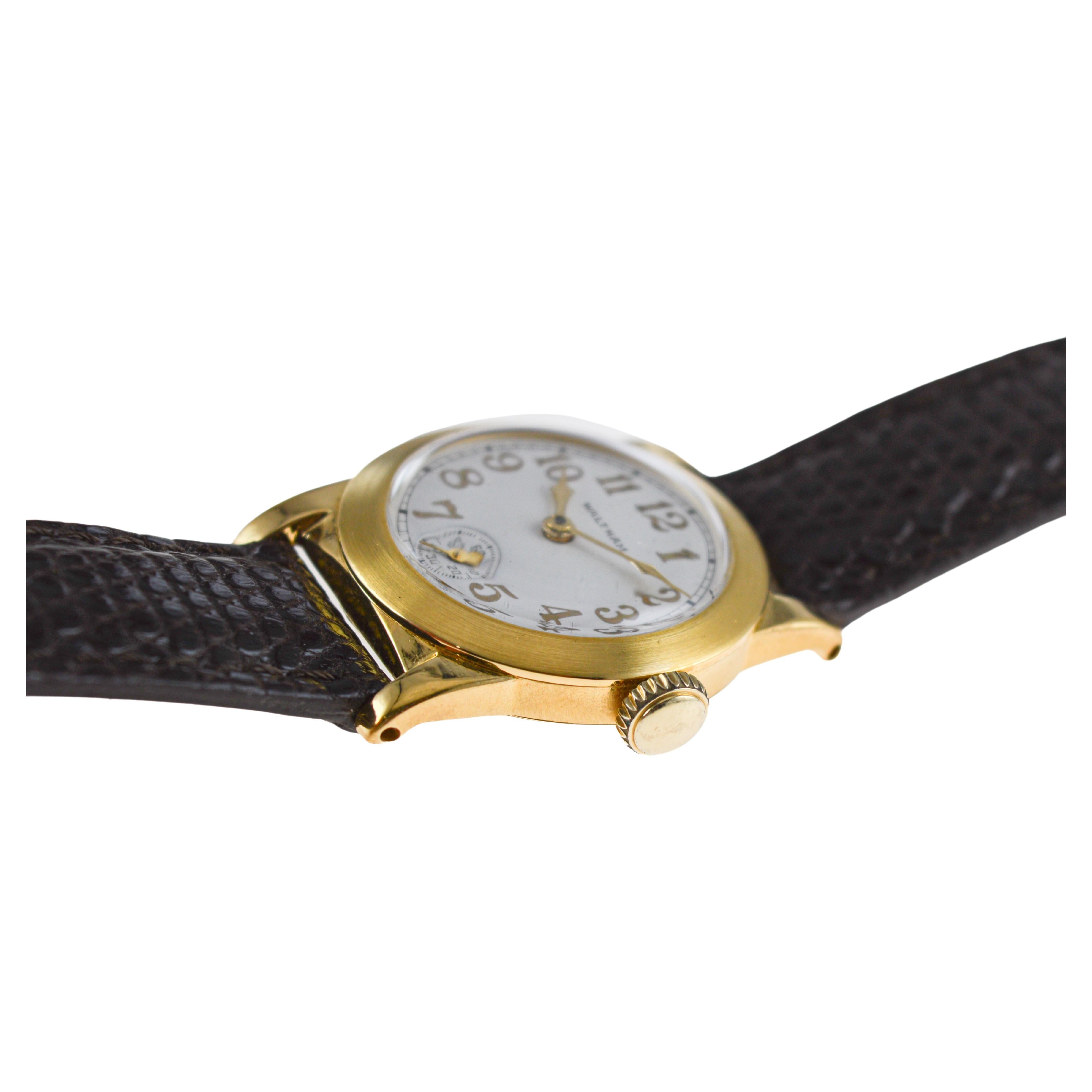 Waltham Gold Filled Art Deco Watch circa 1925 with Original Dial and Strap For Sale 11