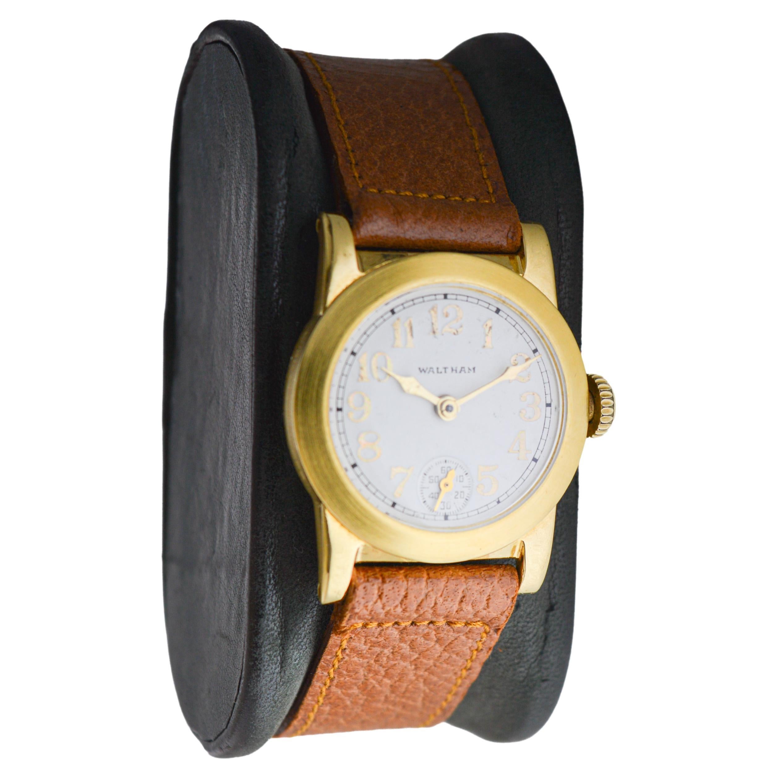 Waltham Gold Filled Art Deco Watch circa 1925 with Original Dial and Strap In Excellent Condition For Sale In Long Beach, CA