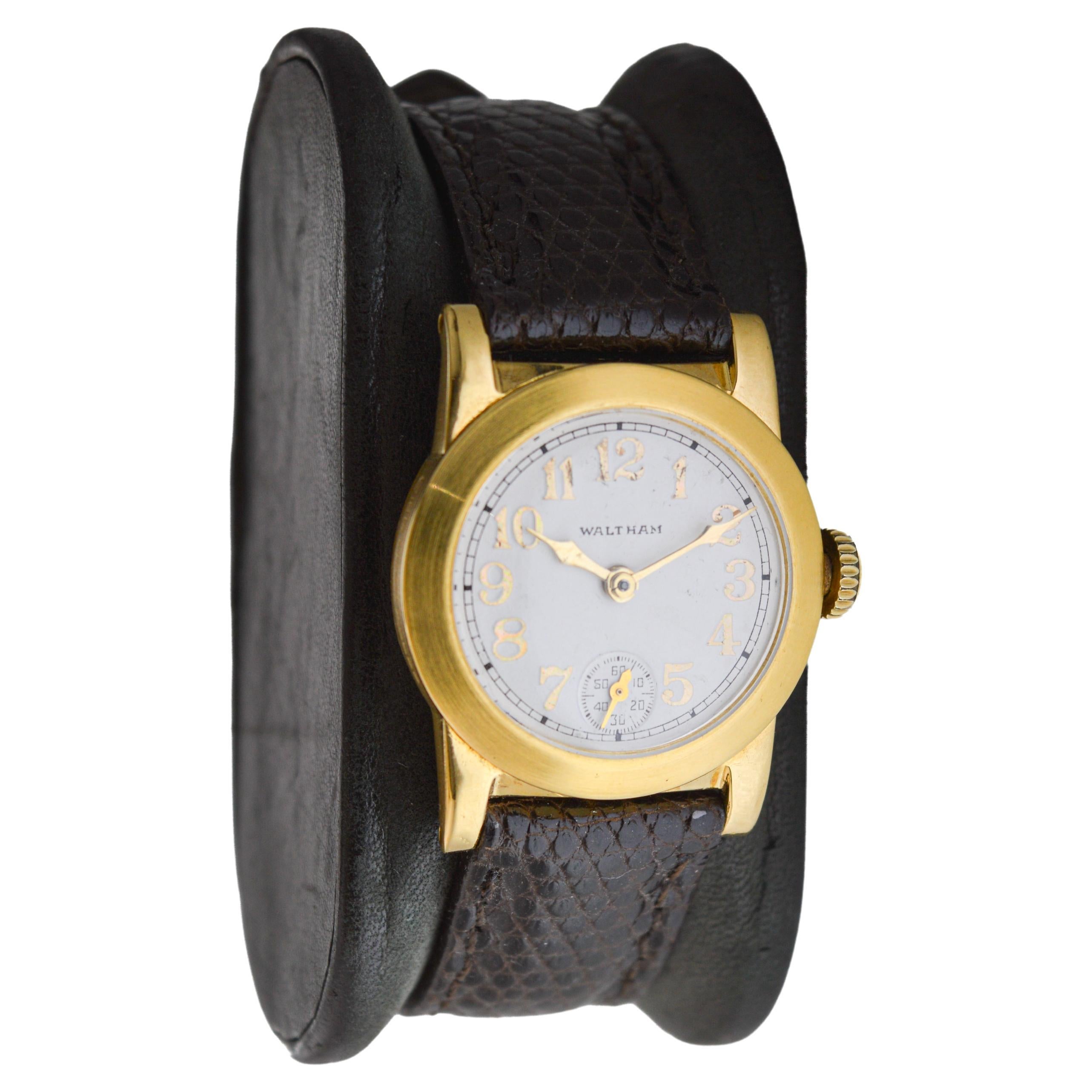 Waltham Gold Filled Art Deco Watch circa 1925 with Original Dial and Strap For Sale 3