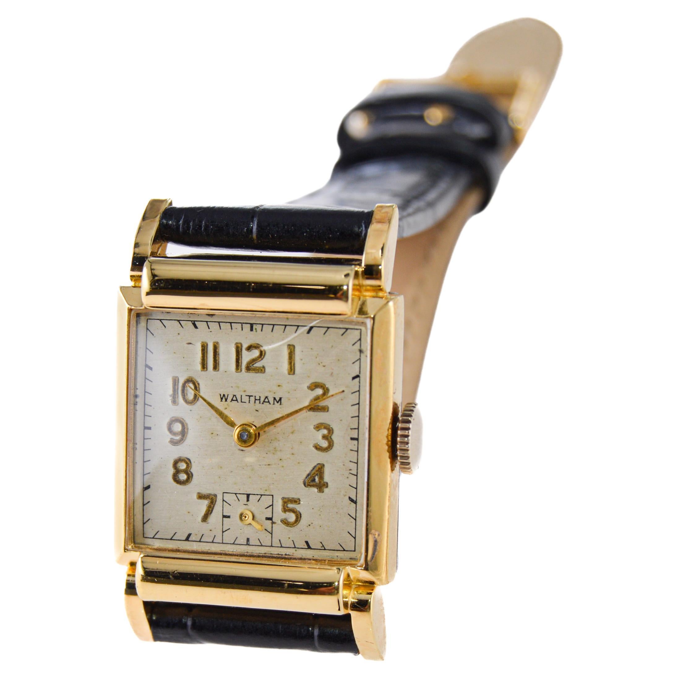 Waltham Gold Filled Art Deco Watch circa, 1940's with Original Dial For Sale 4