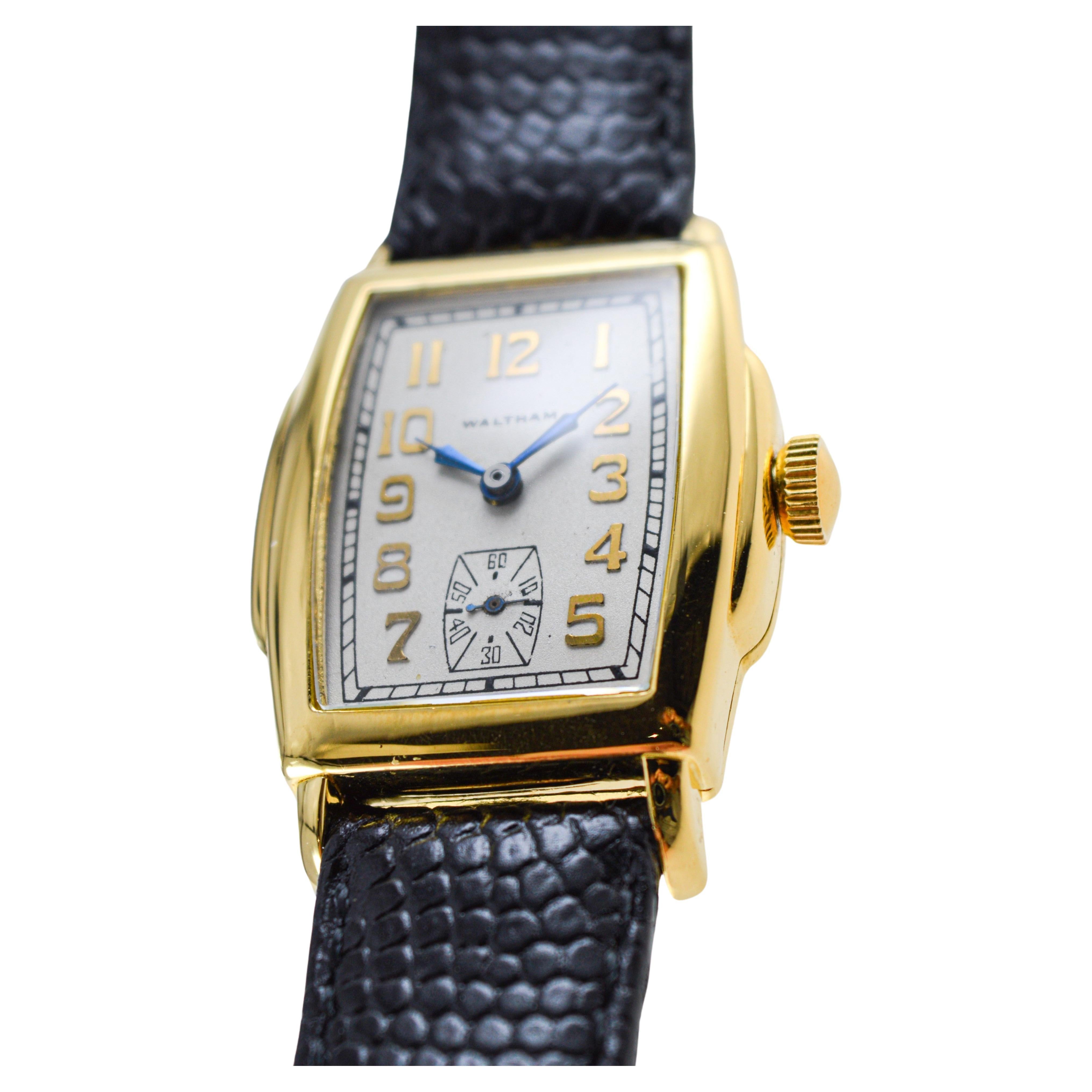 Waltham Goldgefüllte Art-déco-Uhr im Art déco-Stil im Angebot 3