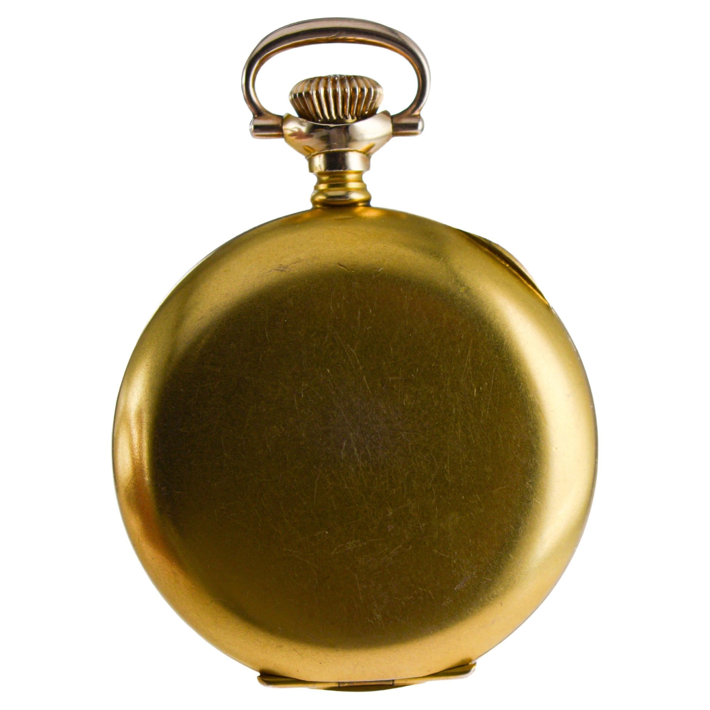 Waltham Gold-filled Hunters Case Pocket Watch circa 1896 with Rare Bloom Finish For Sale 5