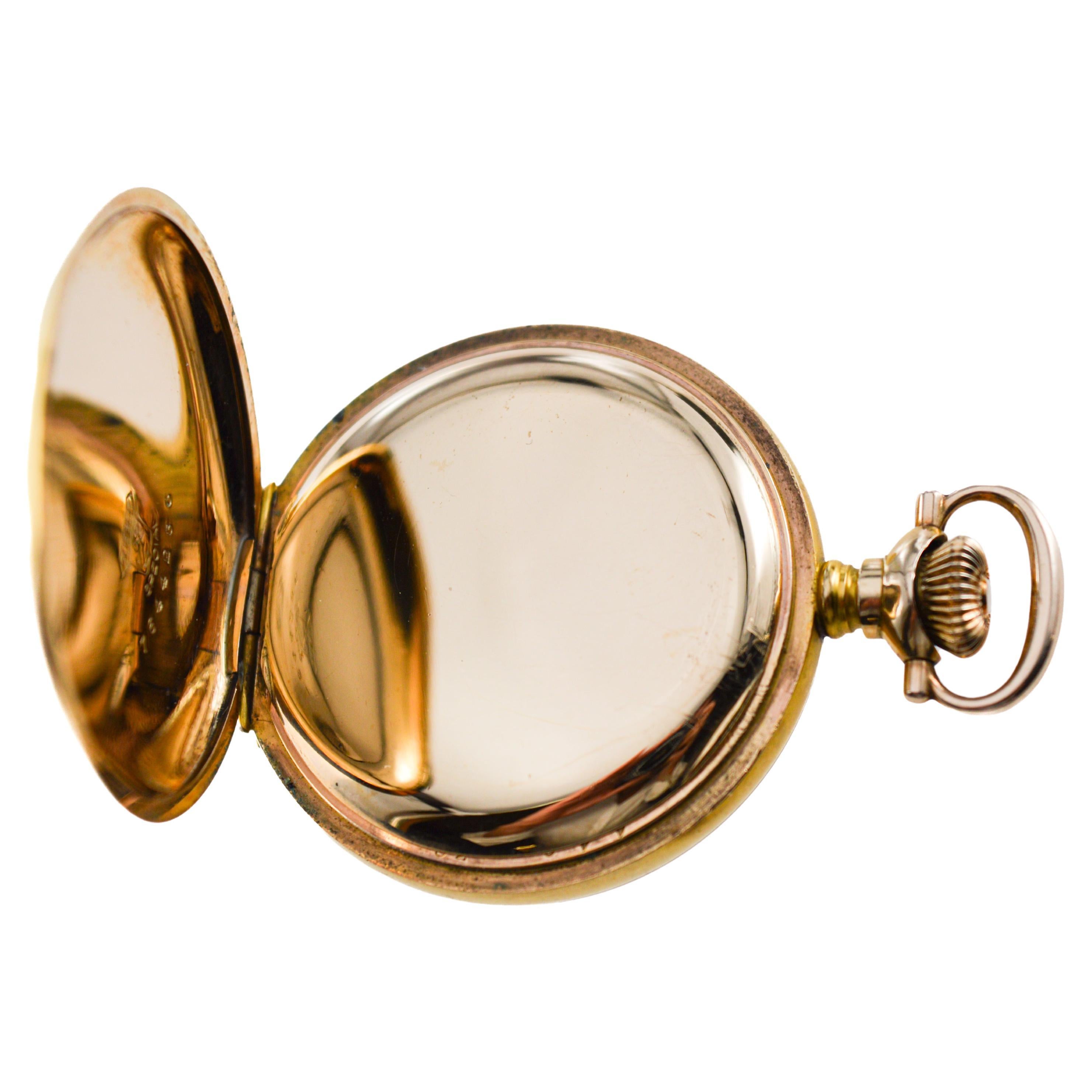 Waltham Gold-filled Hunters Case Pocket Watch circa 1896 with Rare Bloom Finish For Sale 6