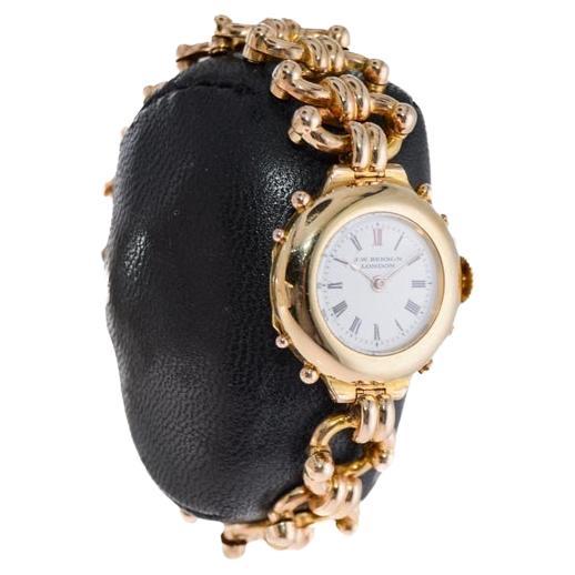 FACTORY / HOUSE: J. W. Benson 
STYLE / REFERENCE: Victorian Ladies Bracelet Watch
METAL / MATERIAL: 18Kt Solid Gold 
CIRCA / YEAR: 1880's
DIMENSIONS / SIZE: Diameter 24mm
MOVEMENT / CALIBER: Manual Winding / Cylindrical Escapement 
DIAL / HANDS: