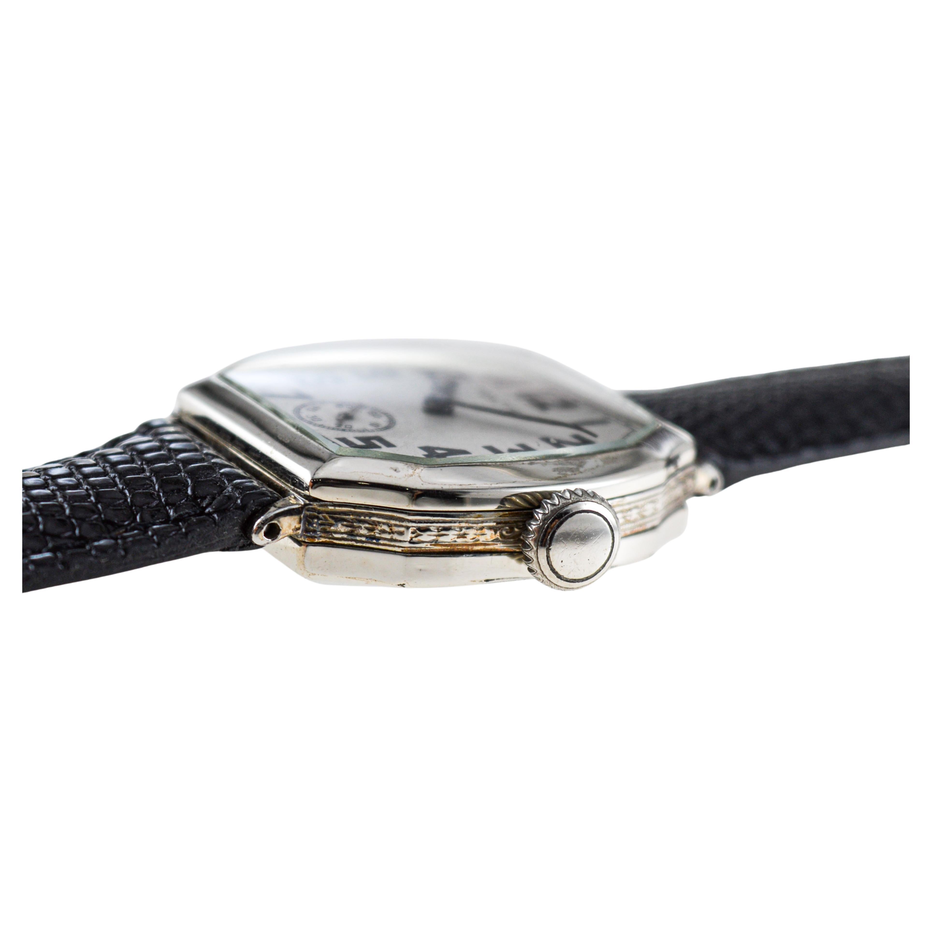 Waltham Gold Filled Tortue Shaped Art Deco Watch with Flawless Original Dial For Sale 3