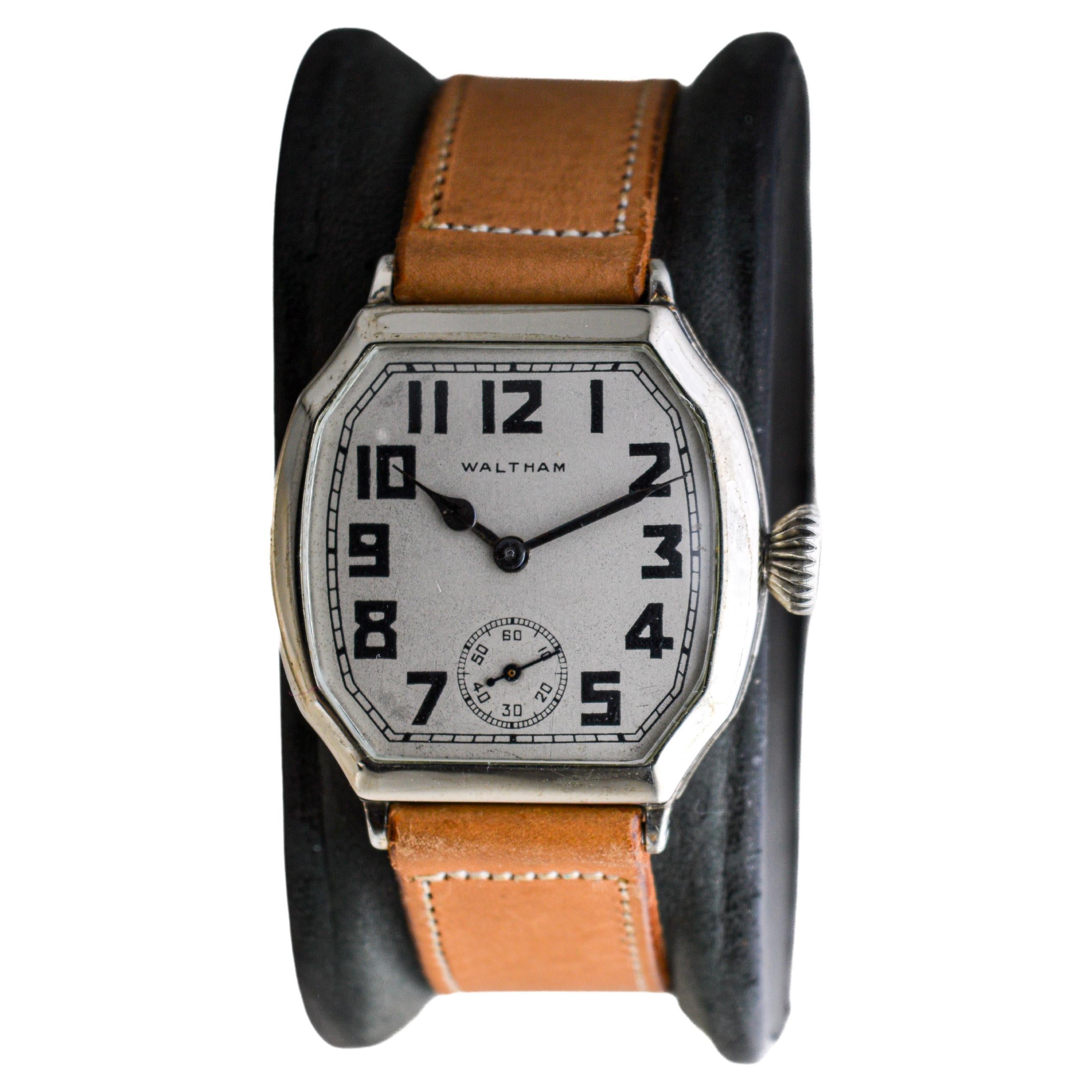 Waltham Gold Filled Tortue Shaped Art Deco Watch with Flawless Original Dial For Sale 7