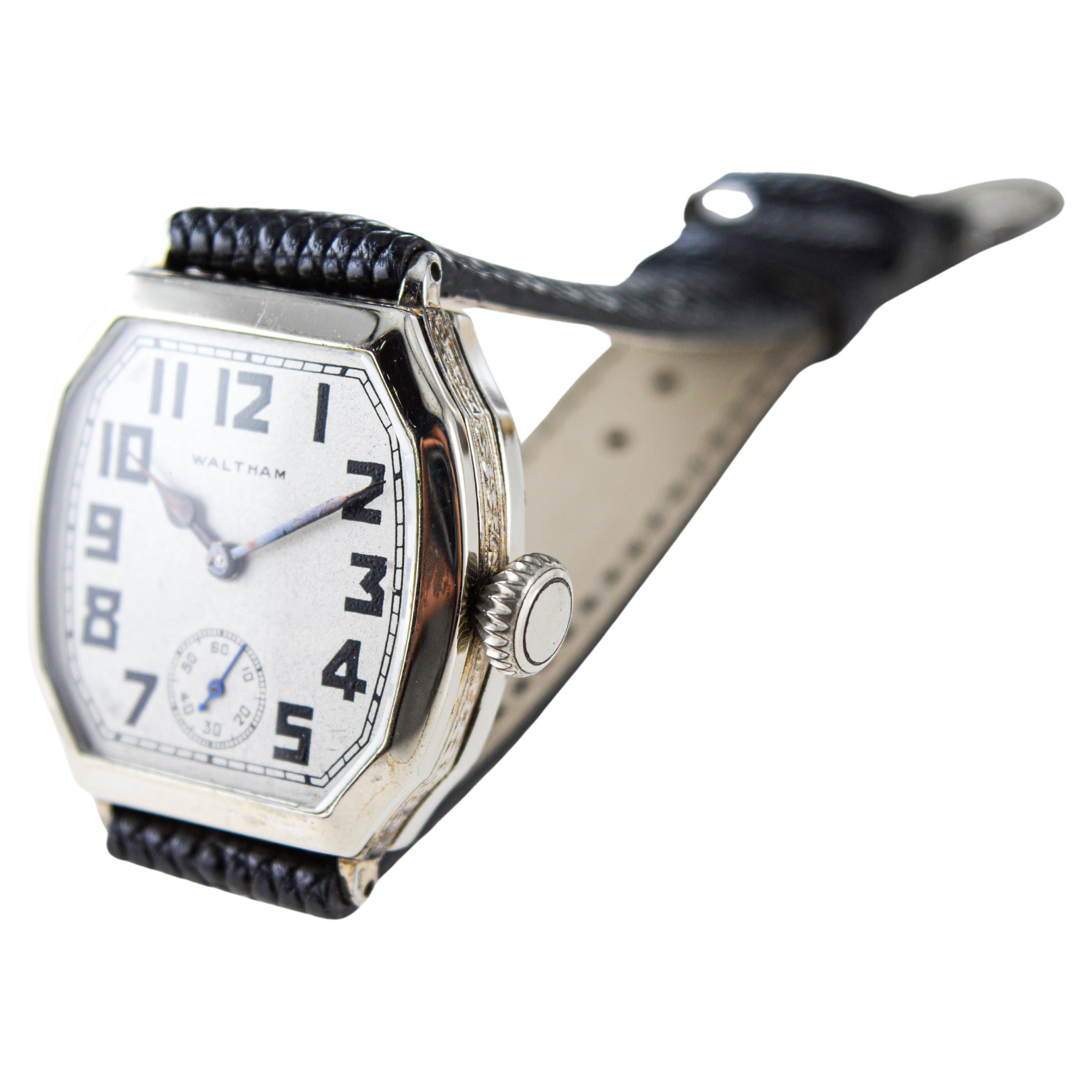 Waltham Gold Filled Tortue Shaped Art Deco Watch with Flawless Original Dial For Sale 1
