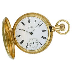 Waltham Hunter Case Pocket Watch 13 Jewels, Enamel Dial and Spade Hands