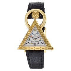 Used Waltham Masonic Watch 18K Yellow Gold Pearlized Dial