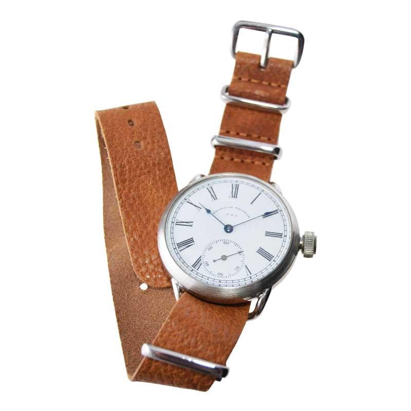 Waltham Nickel Silver Very Early Wrist Watch with Original Dial from 1897 For Sale 7