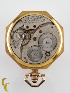 Waltham Octagon Antique 14 Karat Open Face Pocket Watch Gr 225 12S 17 Jewel
