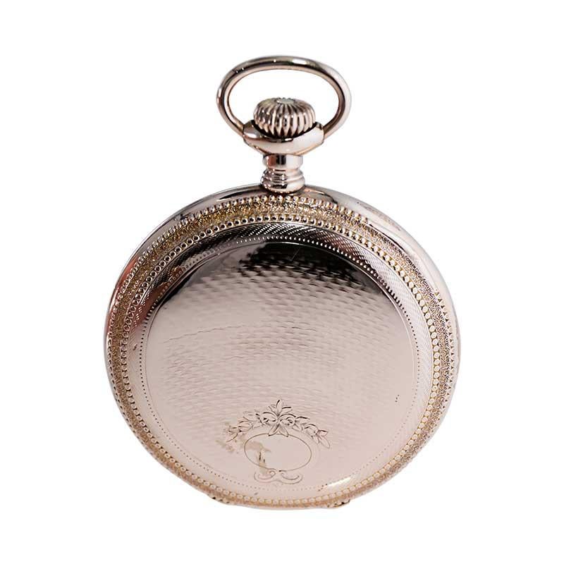 Waltham Open Faced American Pocket Watch with Period Watch Chain from 1934 For Sale 7