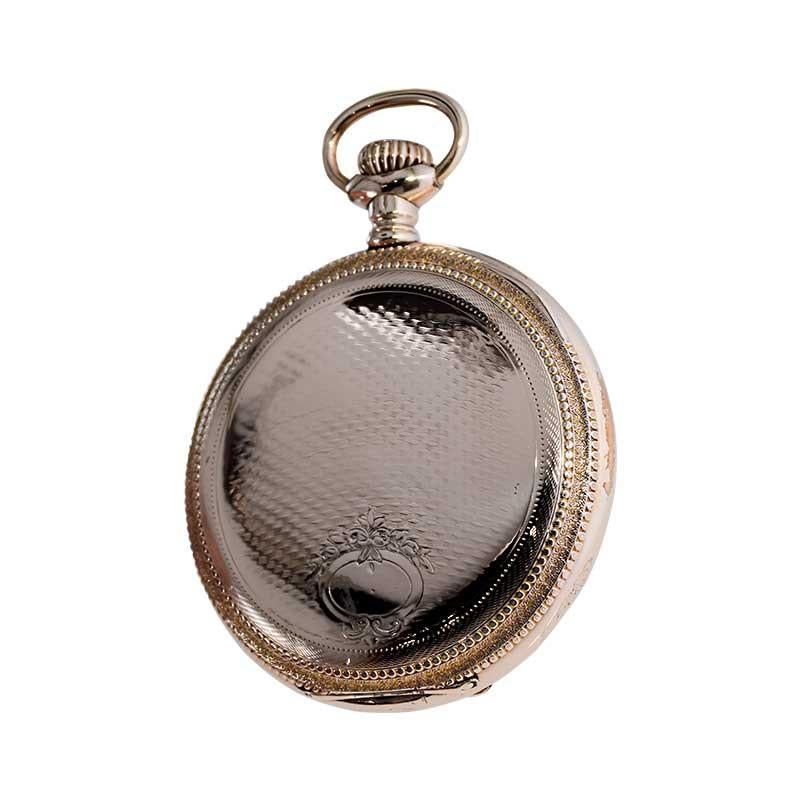 Waltham Open Faced American Pocket Watch with Period Watch Chain from 1934 For Sale 8