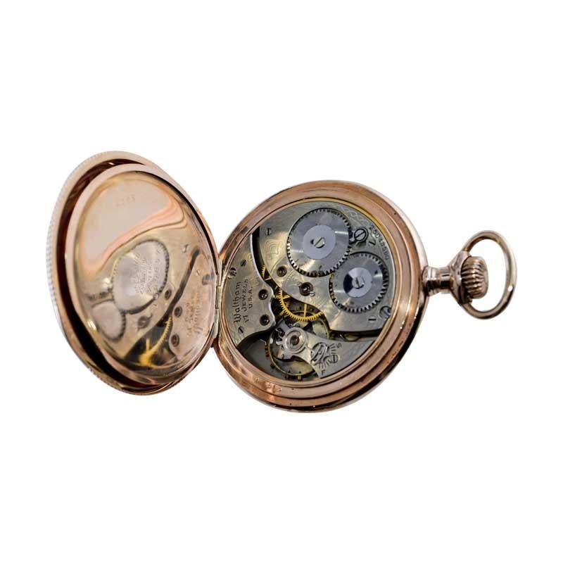 Waltham Open Faced American Pocket Watch with Period Watch Chain from 1934 For Sale 12