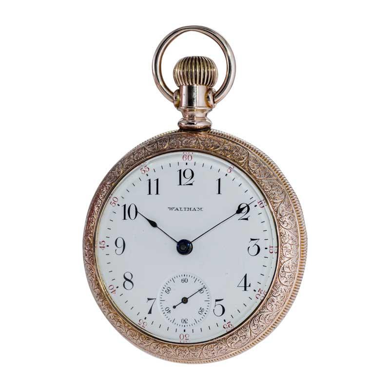 Waltham Open Faced Gold Filled Pocket Watch Flawless Kiln Fired Enamel Dial 1892 For Sale 3