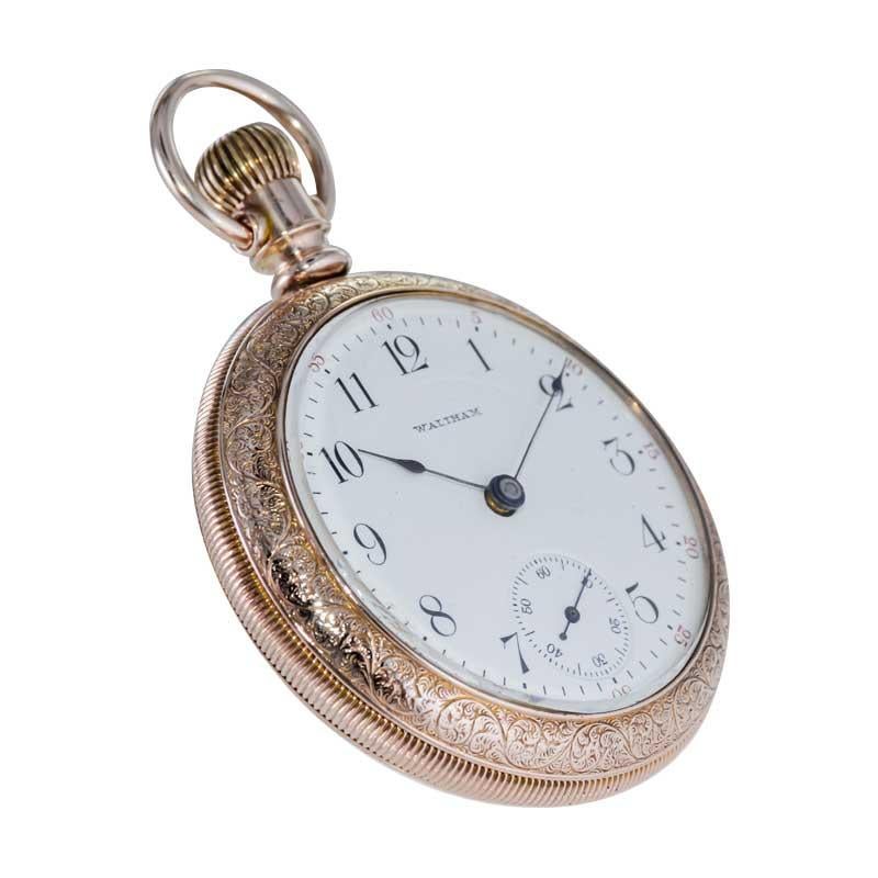 Waltham Open Faced Gold Filled Pocket Watch Flawless Kiln Fired Enamel Dial 1892 For Sale 4