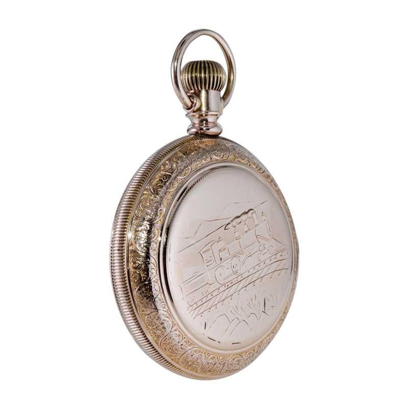 Waltham Open Faced Gold Filled Pocket Watch Flawless Kiln Fired Enamel Dial 1892 For Sale 6
