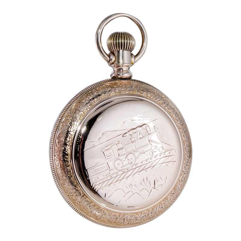 Waltham Open Faced Gold Filled Pocket Watch Flawless Kiln Fired Enamel Dial 1892 For Sale 7