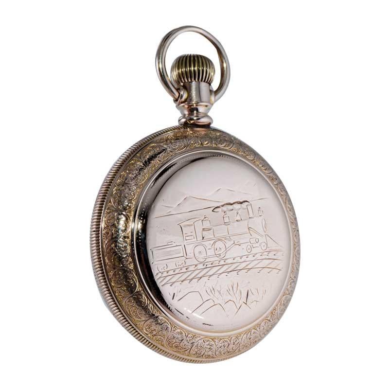 Waltham Open Faced Gold Filled Pocket Watch Flawless Kiln Fired Enamel Dial 1892 For Sale 8