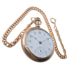 Waltham Open Faced Gold Filled Pocket Watch Flawless Kiln Fired Enamel Dial 1892