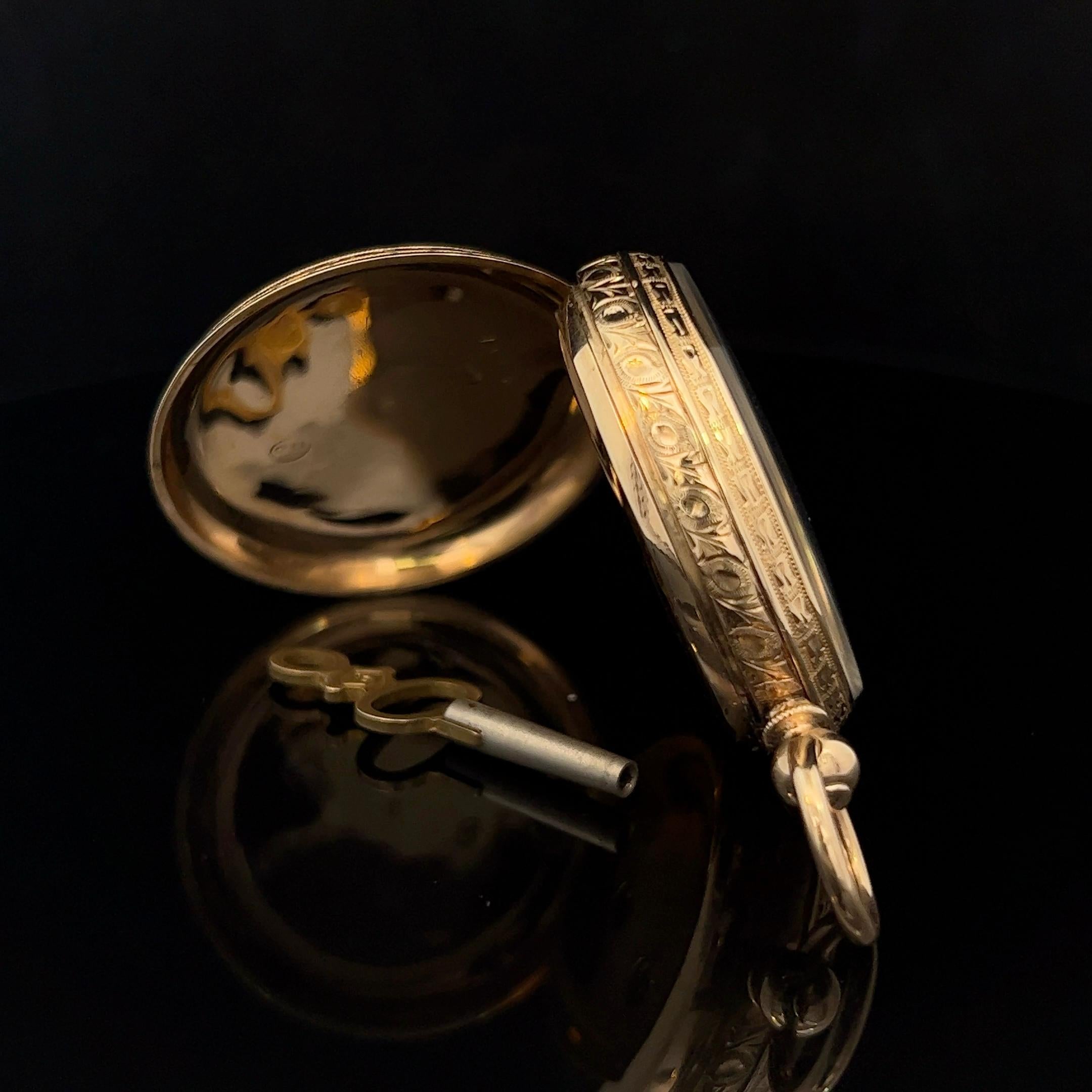 Women's or Men's Waltham Open Faced Pocket Watch Circa 1886 For Sale