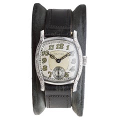 Retro Waltham Platinum Art Deco Cushion Shaped Watch circa, 1934 with Original Dial 