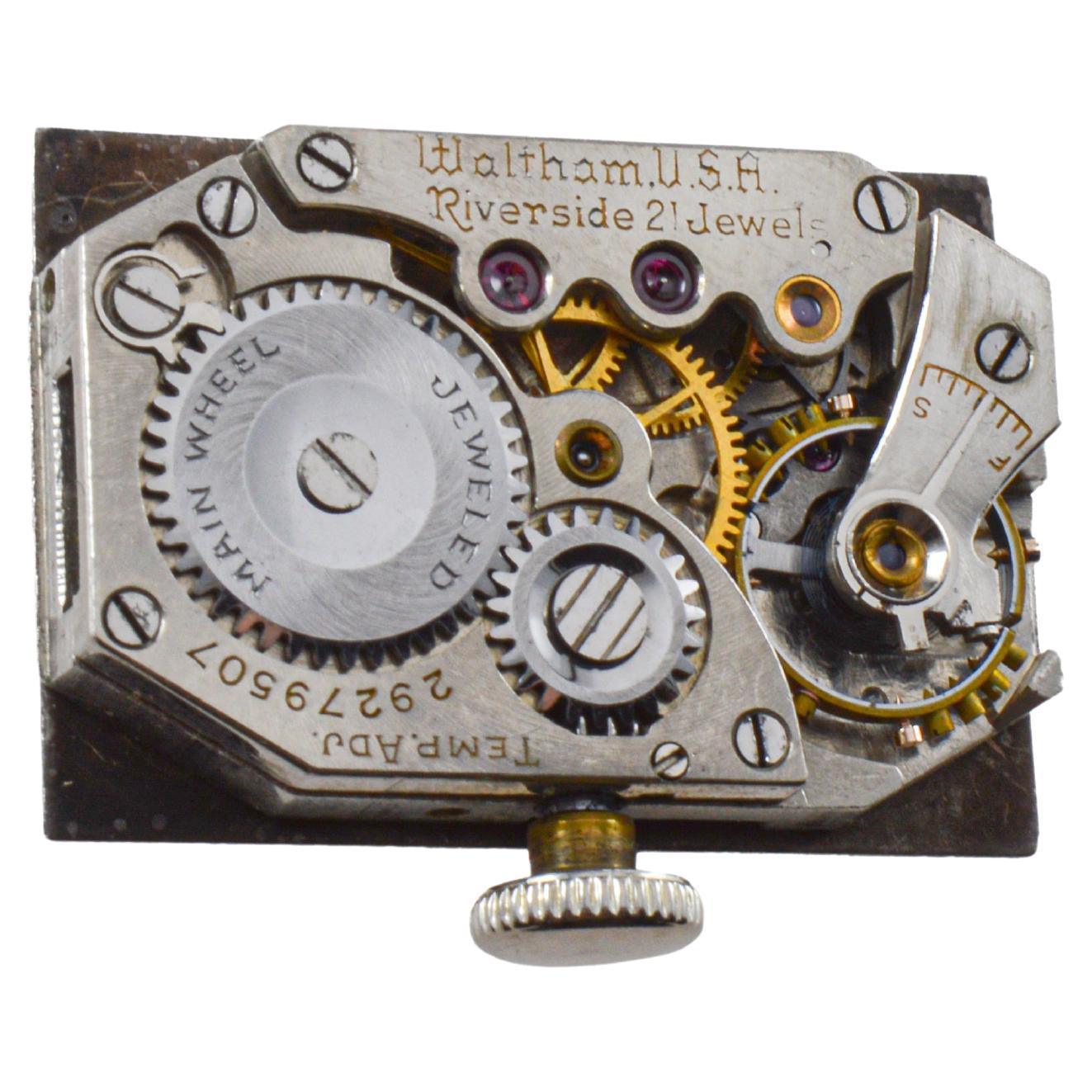 Waltham Platinum Rare Art Deco Watch with Original Dial from 1936 For Sale 7