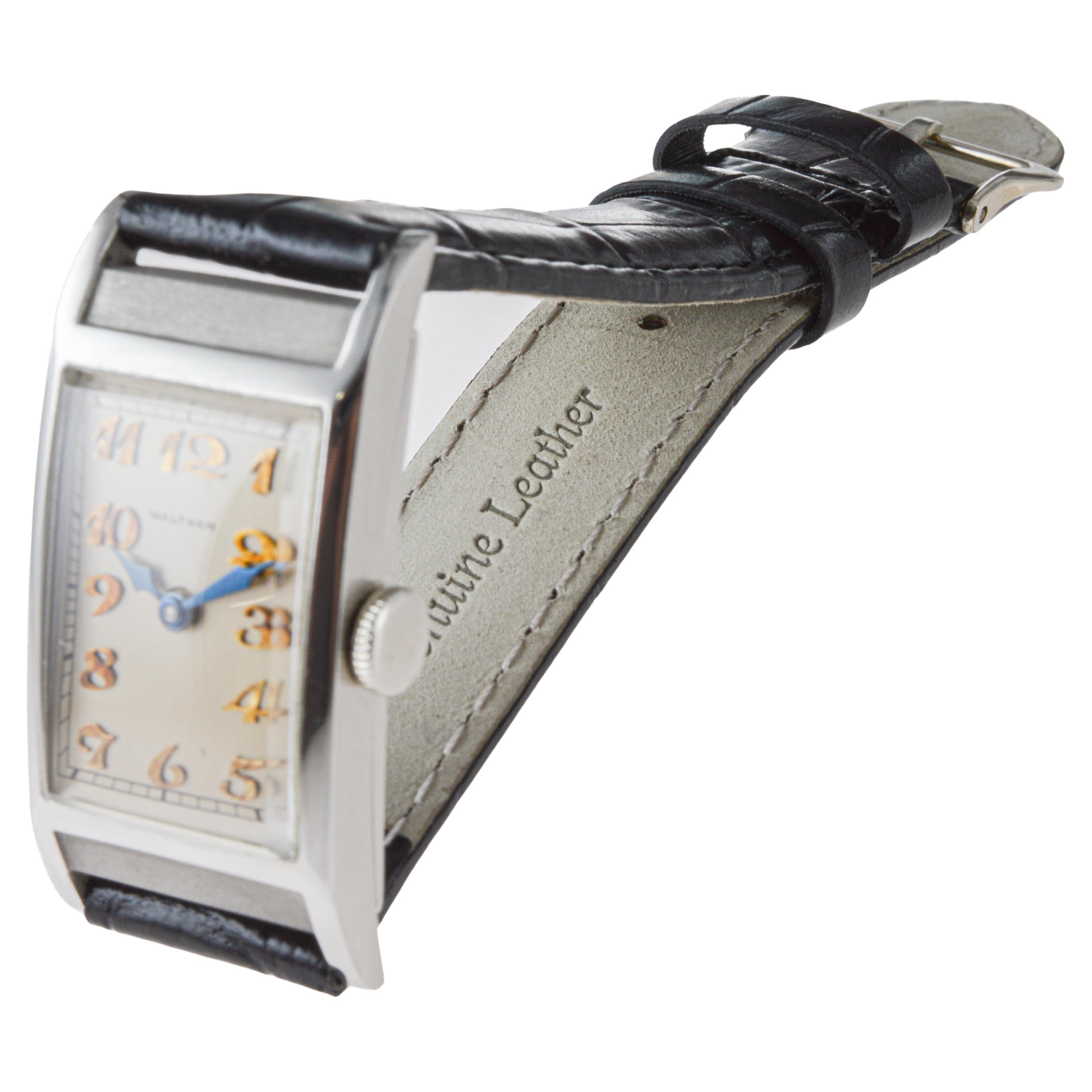 Waltham Platinum Rare Art Deco Watch with Original Dial from 1936 For Sale 4