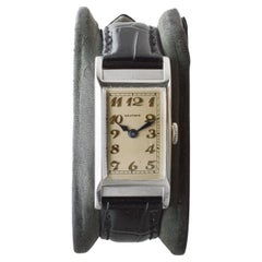 Waltham Platin Seltene Art-Déco-Uhr mit Original Zifferblatt aus 1936