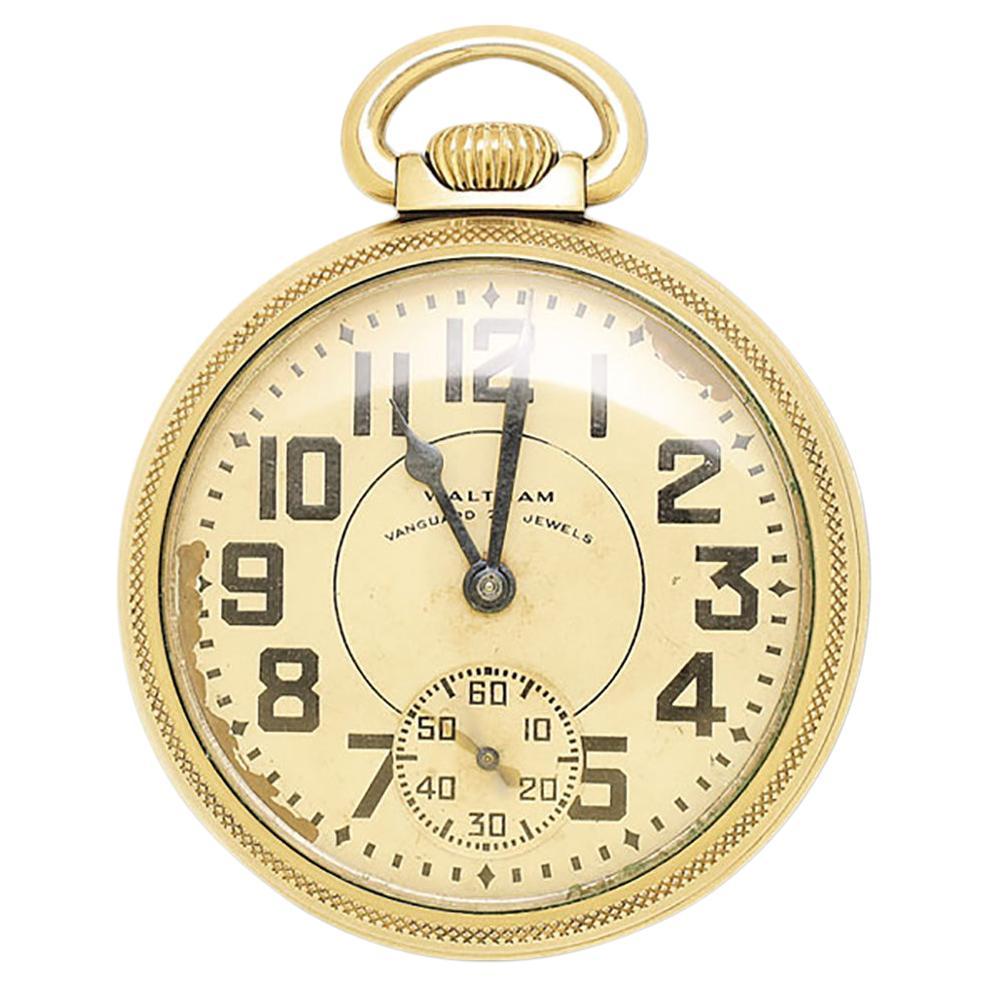 Waltham Pocket Watch 10k Gold Fill Case Arabic Numeral Dial Case For Sale