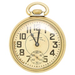 Waltham Pocket Watch 10k Gold Fill Case Arabic Numeral Dial Case