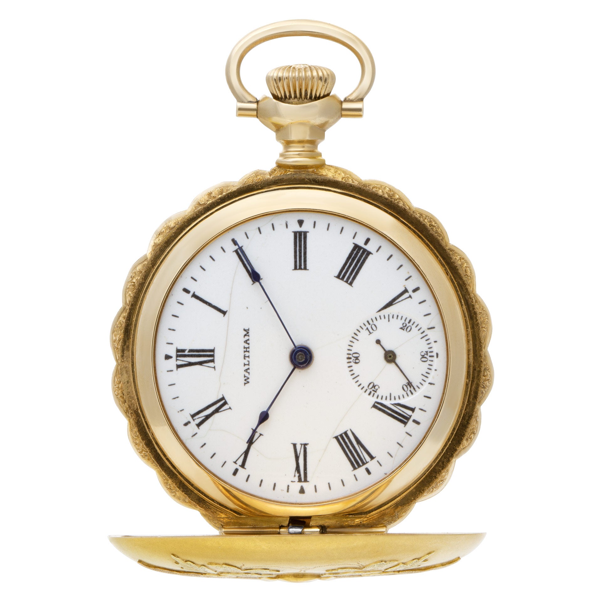 Waltham Pocket Watch 14k Yellow, Rose and Green Gold White Dial Case Manual For Sale