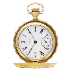 Waltham Pocket Watch 14k Yellow, Rose and Green Gold White Dial Case Manual