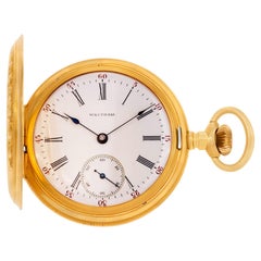 Waltham Pocket Watch 223091 in 14k Yellow Gold and White Porcelain Dial