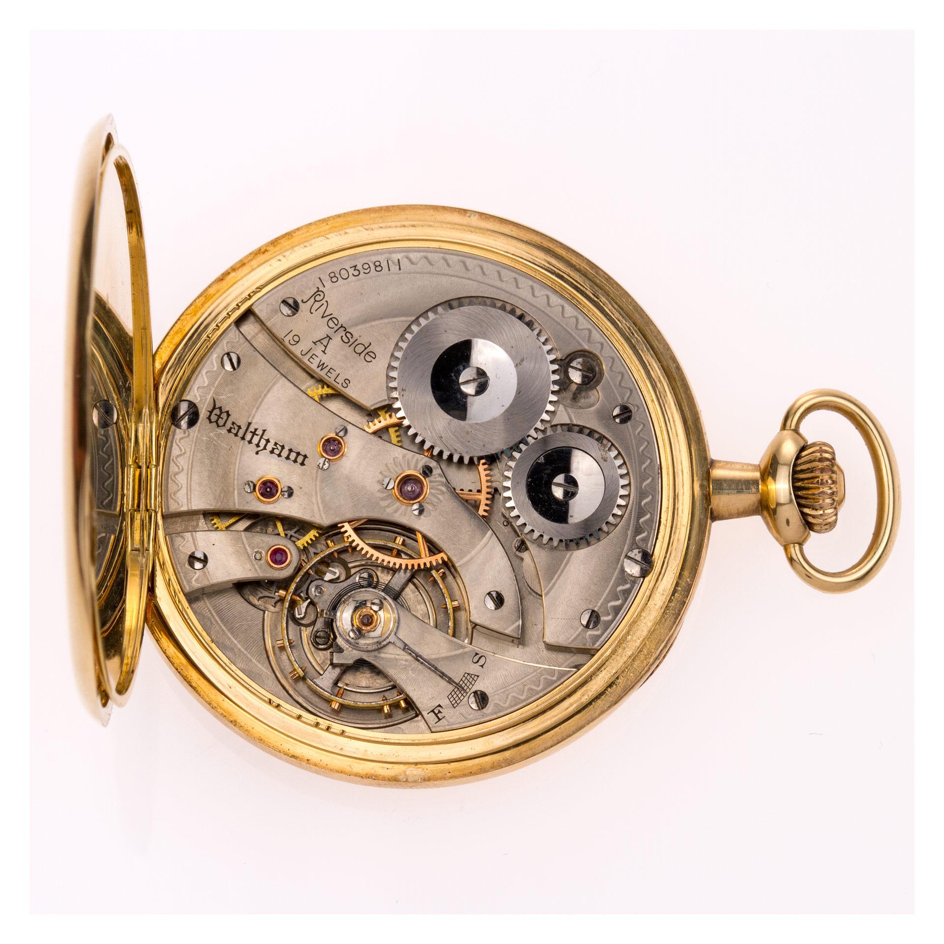 waltham pocket watch gold face