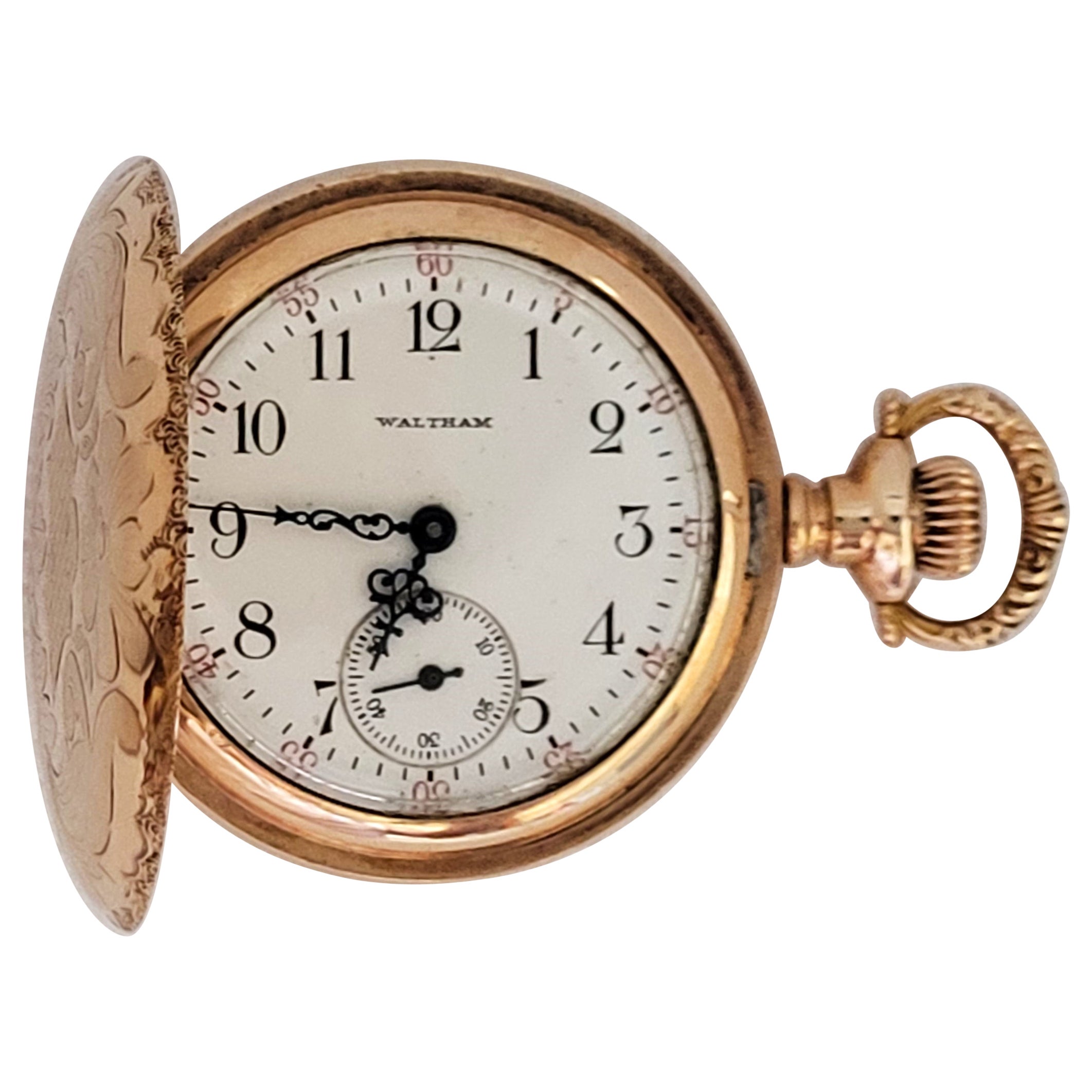 Waltham Taschenuhr vergoldet Working #16360616 15 Juwelen Os Größe