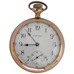 Waltham Taschenuhr, vergoldet, Jahr 1908, Arbeitsschmuck 16804744