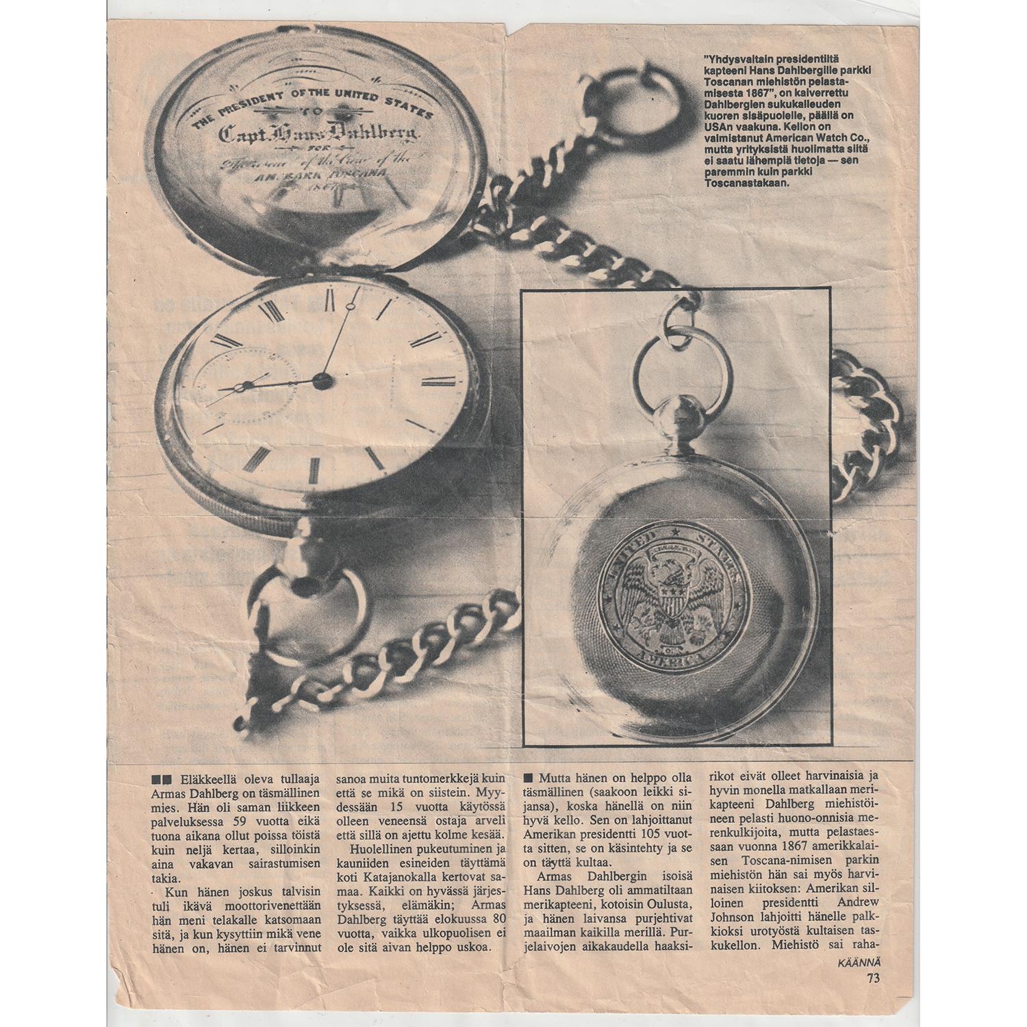Waltham Presidential Presentation Model 1862 18K Yellow Gold Pocket Watch For Sale 8