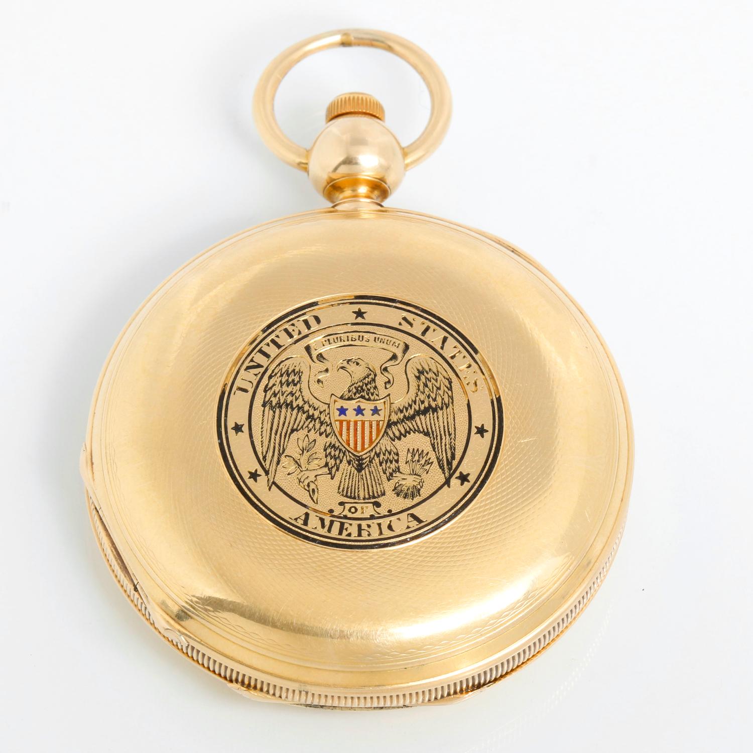 Waltham Presidential Presentation Model 1862 18K Yellow Gold Pocket Watch For Sale 1