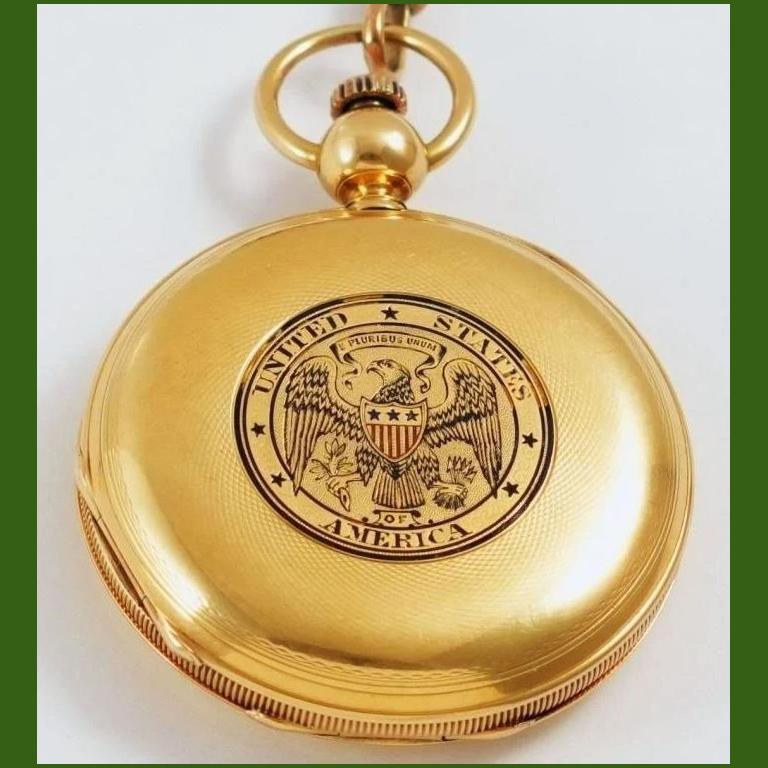 Waltham Presidential Presentation Model 1862 18K Yellow Gold Pocket Watch For Sale 3