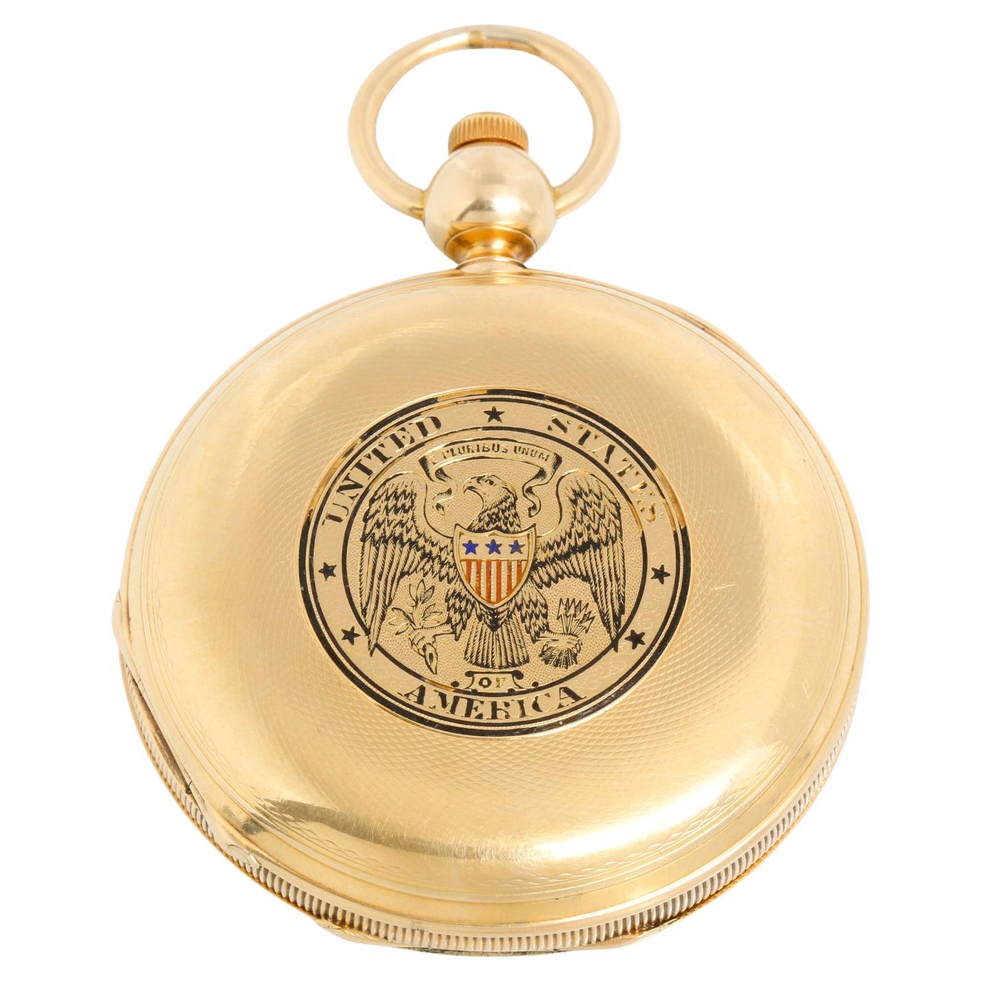 Waltham Presidential Presentation Model 1862 18K Yellow Gold Pocket Watch