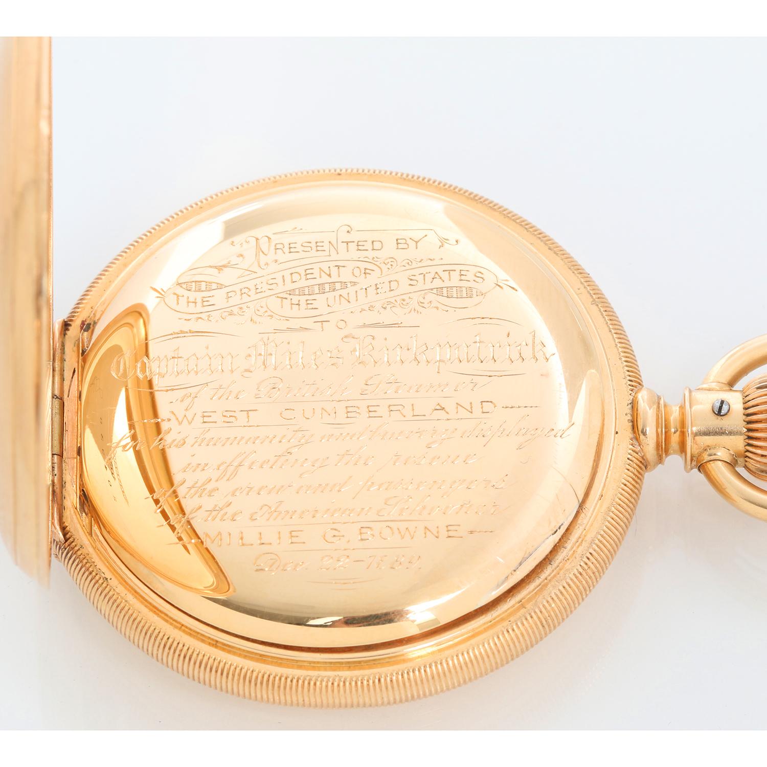 Women's or Men's Waltham Presidential Presentation Model 1872 18k Yellow Gold Pocket Watch