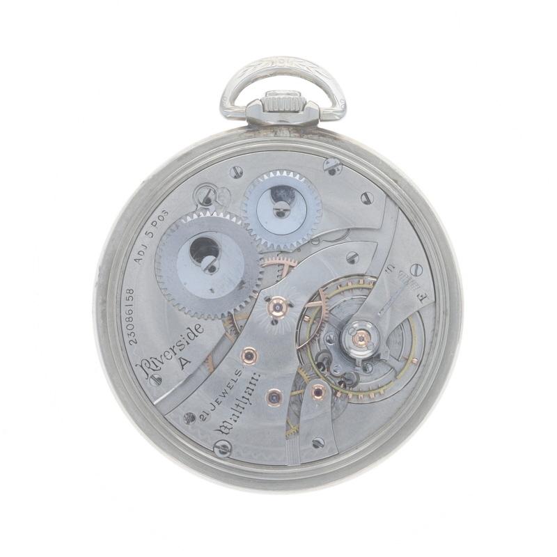 Waltham Riverside A Open Face Herren-Taschenuhr aus Weißgold 14k 21j 14s 1 YrWnty im Angebot 1