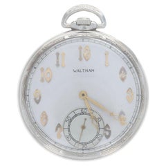 Antique Waltham Riverside A Open Face Men's Pocket Watch White Gold 14k 21j 14s 1 YrWnty