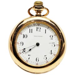 Waltham Seaside Display Back Brass Antique Pocket Watch