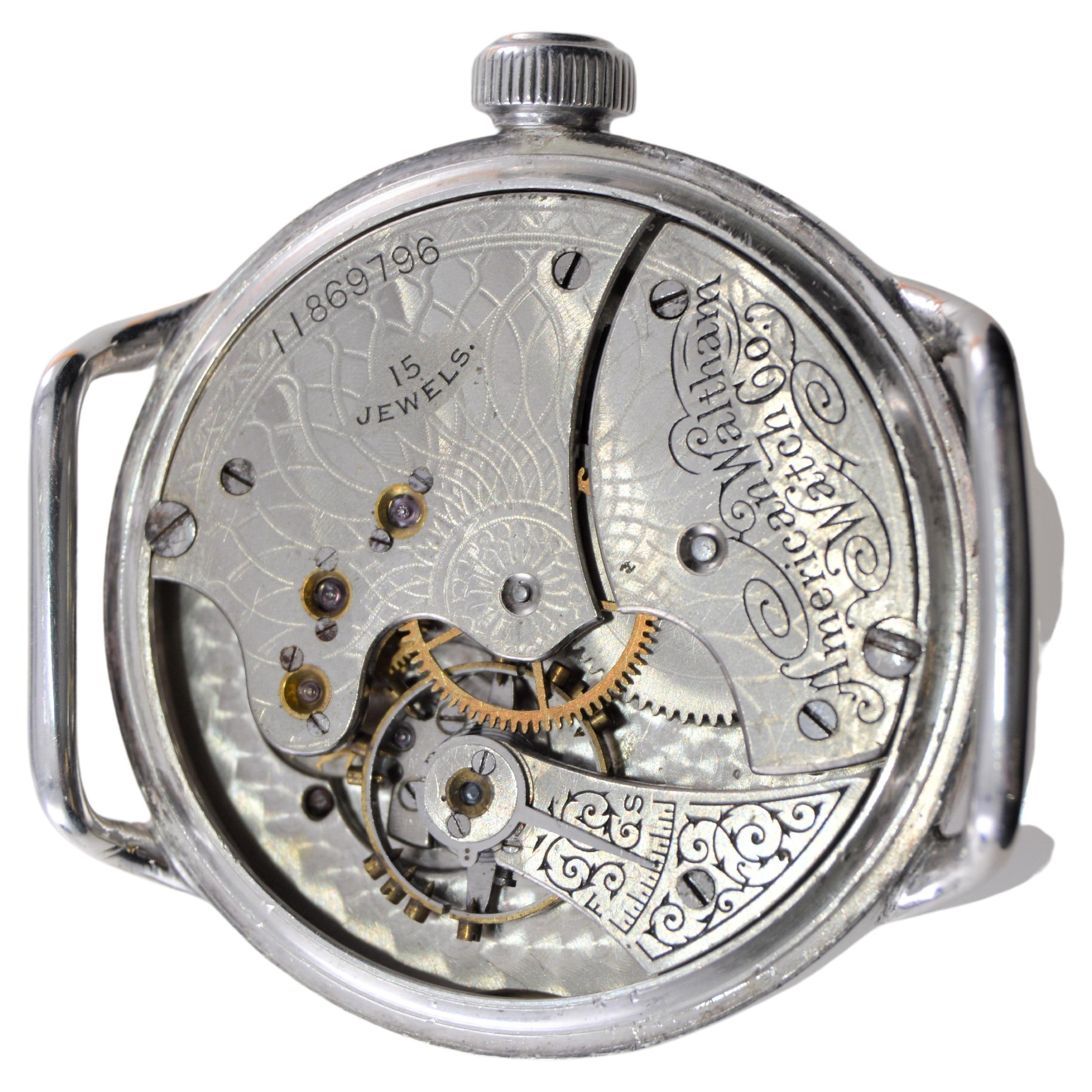 Waltham Sterling Silver Campaign Style Watch from 1901 with Original Enamel Dial 5