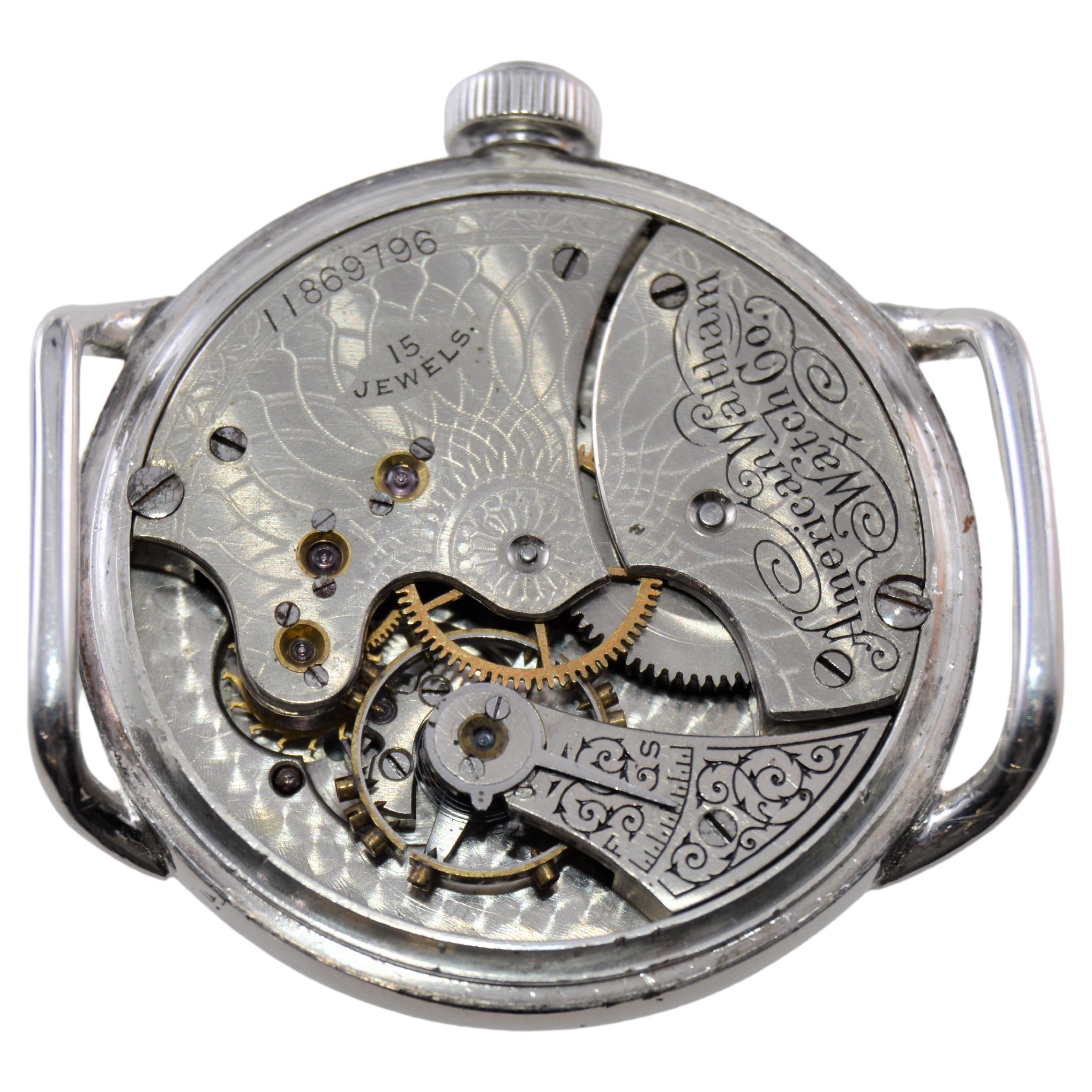 Waltham Sterling Silver Campaign Style Watch from 1901 with Original Enamel Dial 2
